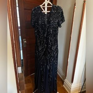 Macy’s navy blue sequined formal dress 14W (1X)